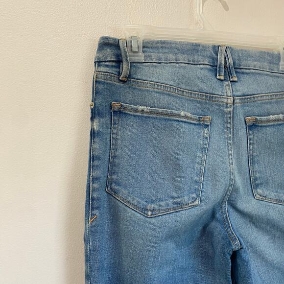 Good American Indigo Slit Knees High Rise Slim Straight Leg Jeans GCKSL67T SZ 29 - Picture 10 of 12